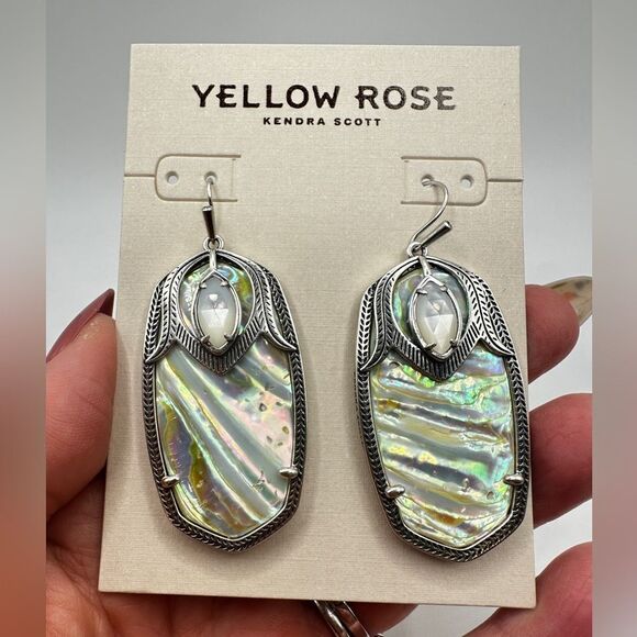 NWT Kendra Scott Vintage-Style Darby Silver Drop Earrings in Iridescent Abalone! - Picture 7 of 11